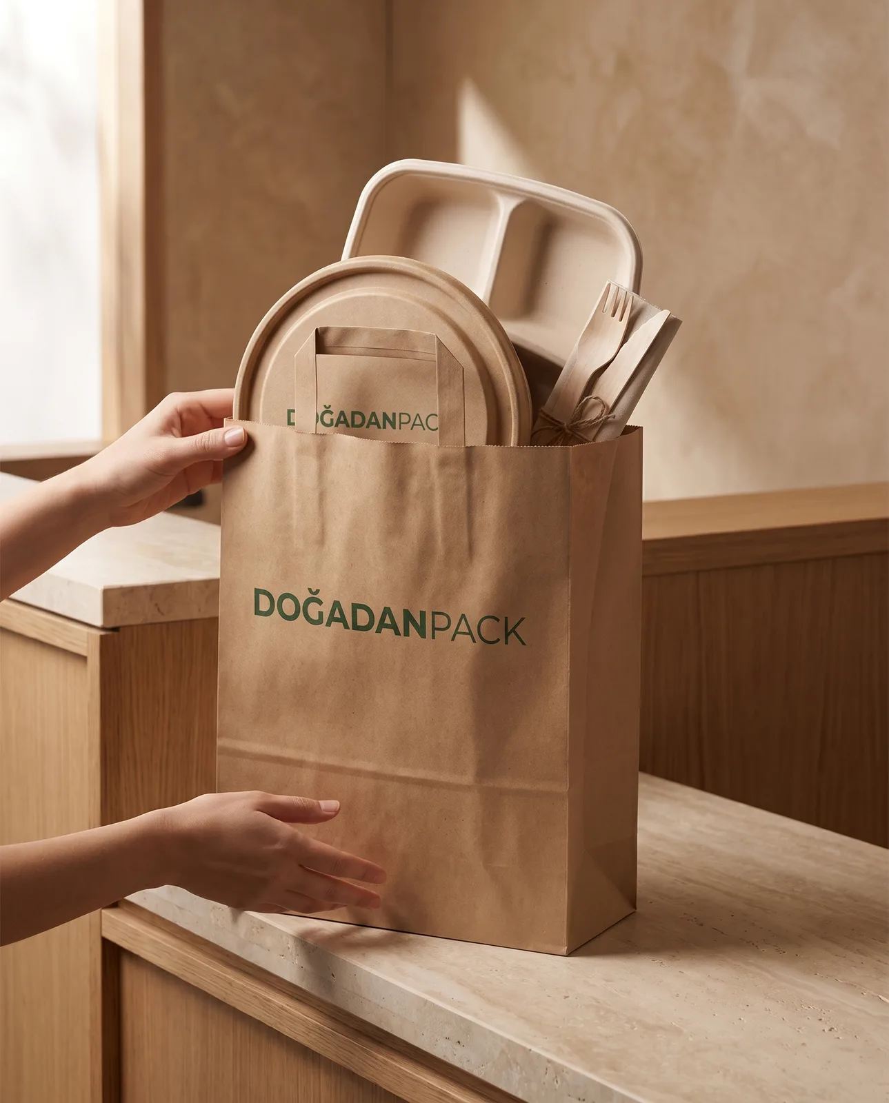 Kraft DoğadanPack çantasına paket servis hazırlanıyor